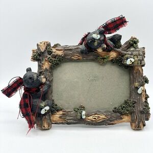 3D Black Bear Honey Bees Picture Photo Frame Ceramic Resin? Rustic Cabin Core